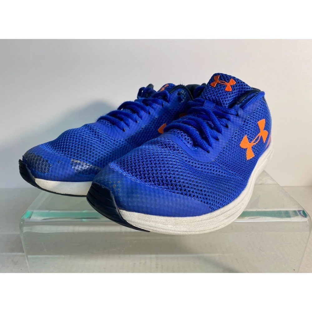 Under Armour Kids Blue Orange Mesh Running Shoes 3020470-400 Size 7Y